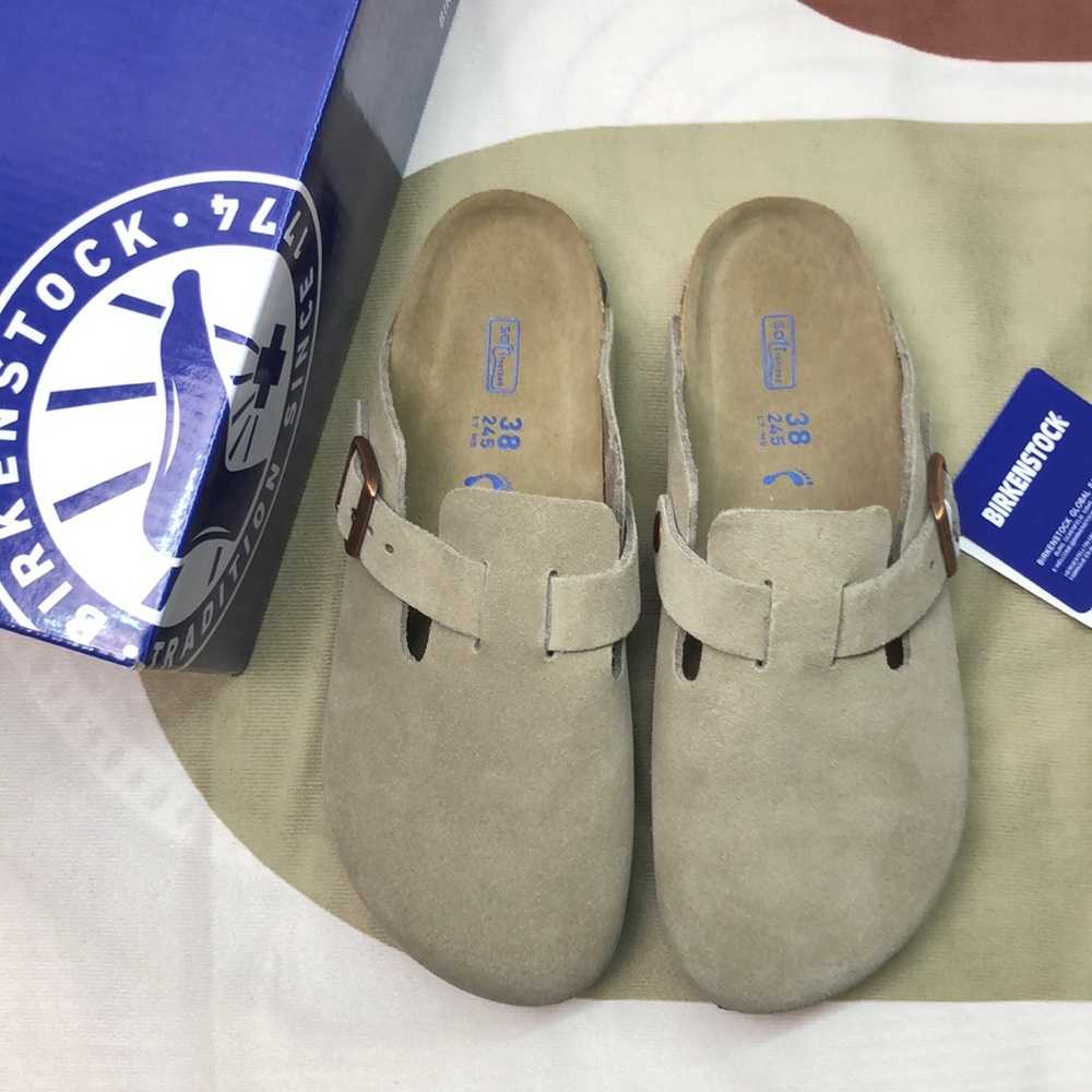 Brand NEW HOT Women's Taupe Suede Birkenstock Boston Shoes - Narrow Fit